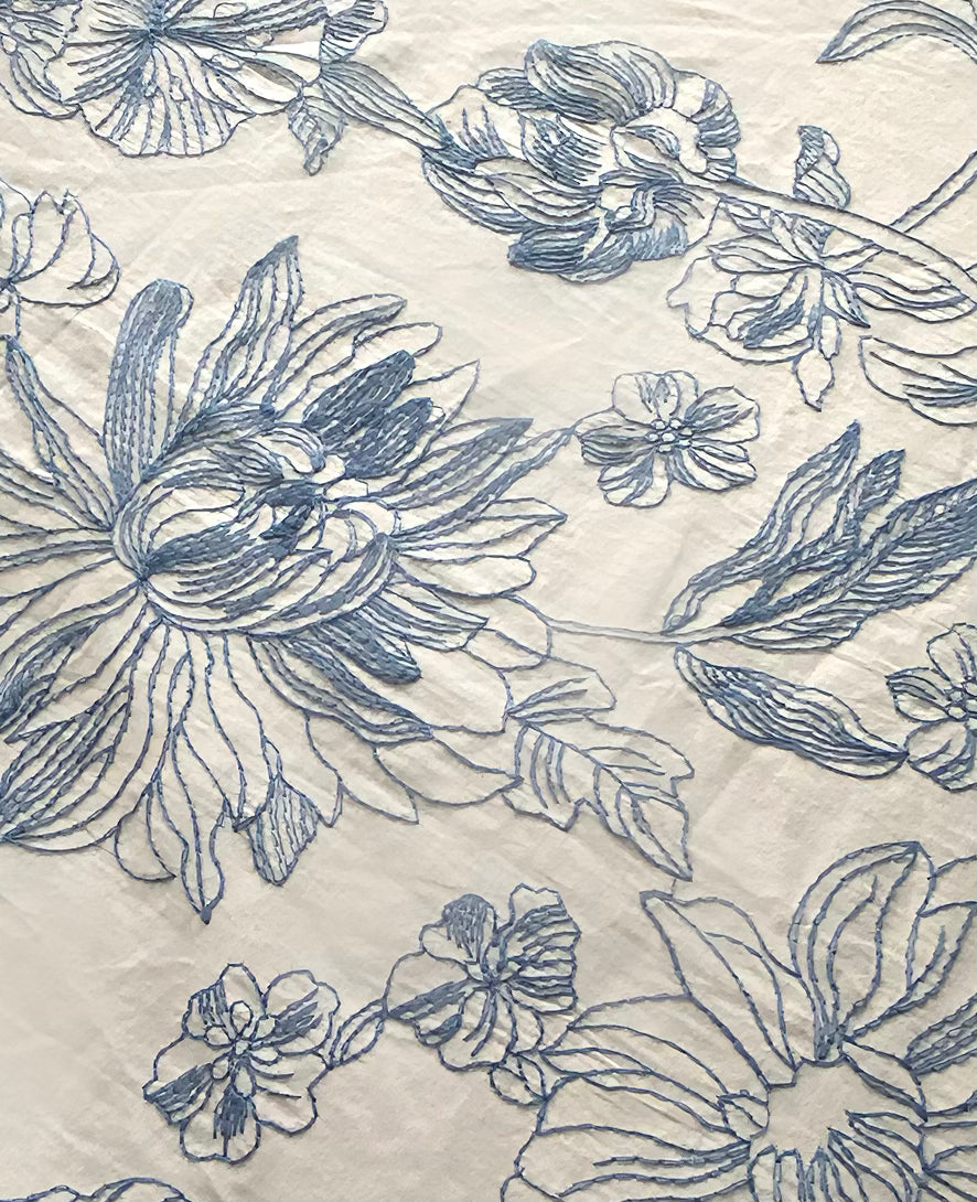 Single Color Embroidered Flounce Pure 100%Cotton Tablecloth
