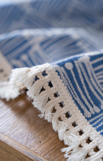 Blue And White Line Moroccan Pattern Dining/afernoon tea Tablecloth