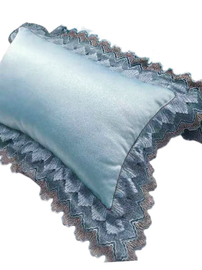 Blue Feather Wing Pattern Lace Pillow/Cushion Cover